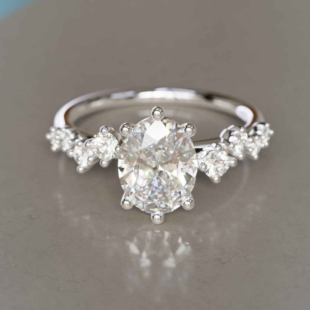 Oleander Oval Lab Diamond Engagement Flower Ring Nature Inspired By Valley Rose