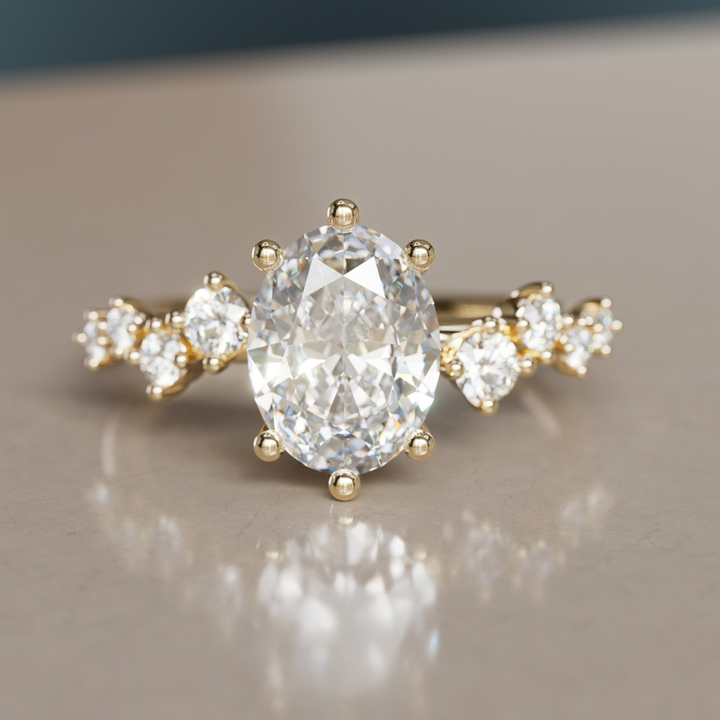 Oleander Oval Lab Diamond Engagement Flower Ring Nature Inspired By Valley Rose