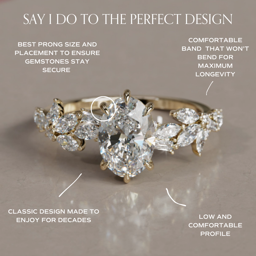 Olearia Oval Diamond Engagement Flower Ring Nature Inspired By Valley Rose