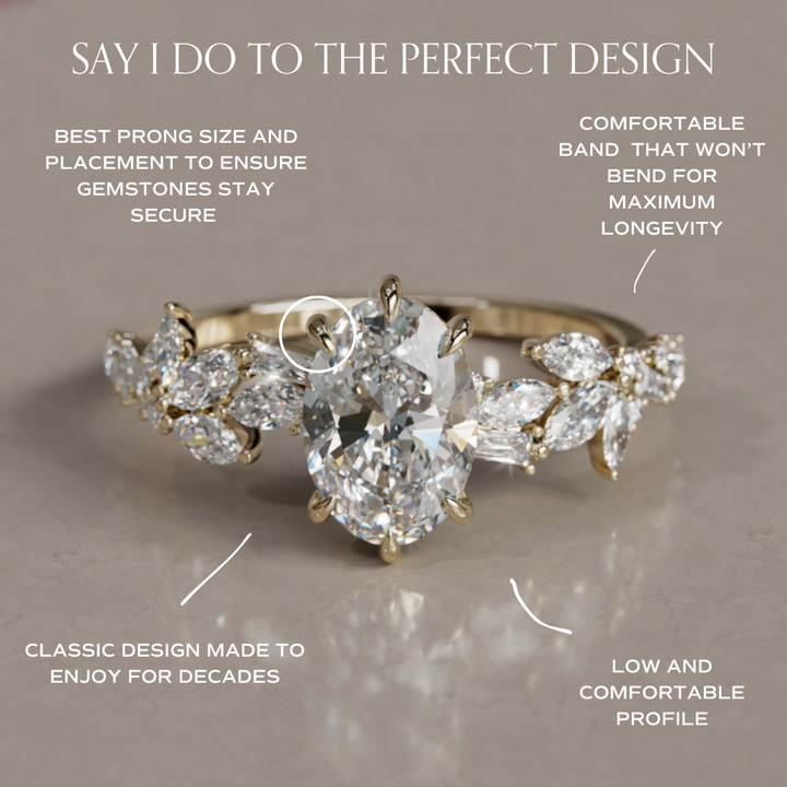 Olearia Oval Diamond Engagement Flower Ring Nature Inspired By Valley Rose