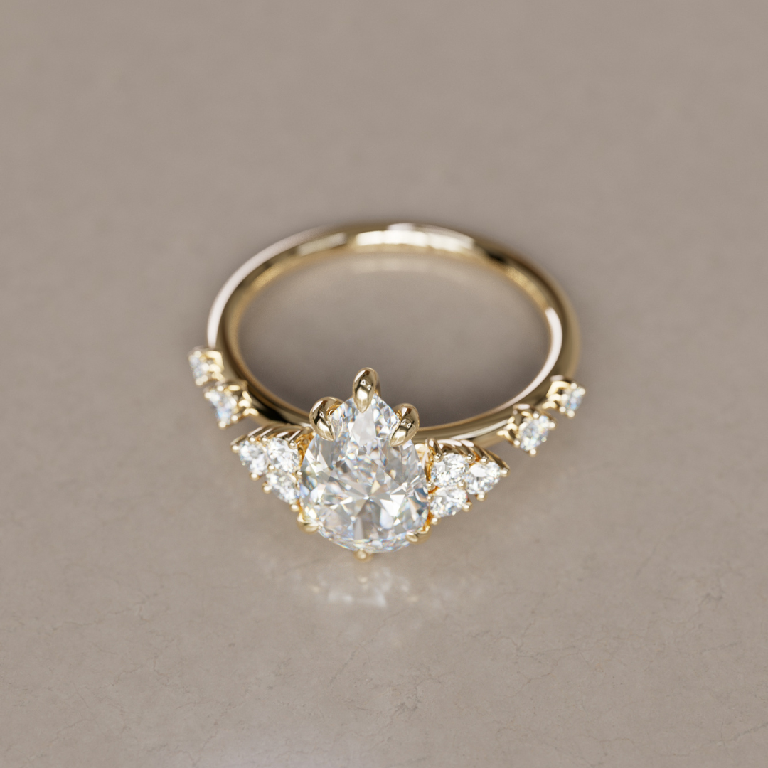 Olivia Pear Lab Diamond Unique Engagement Ring Nature Inspired By Valley Rose