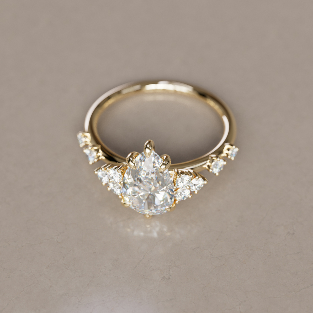 Olivia Pear Lab Diamond Unique Engagement Ring Nature Inspired By Valley Rose
