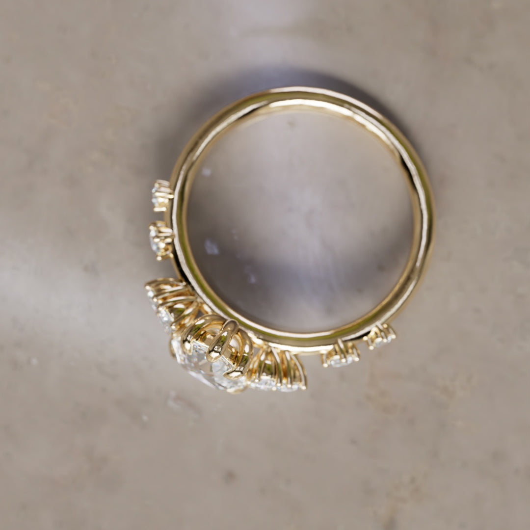 Olivia Pear Lab Diamond Unique Engagement Ring Nature Inspired (Setting Only)