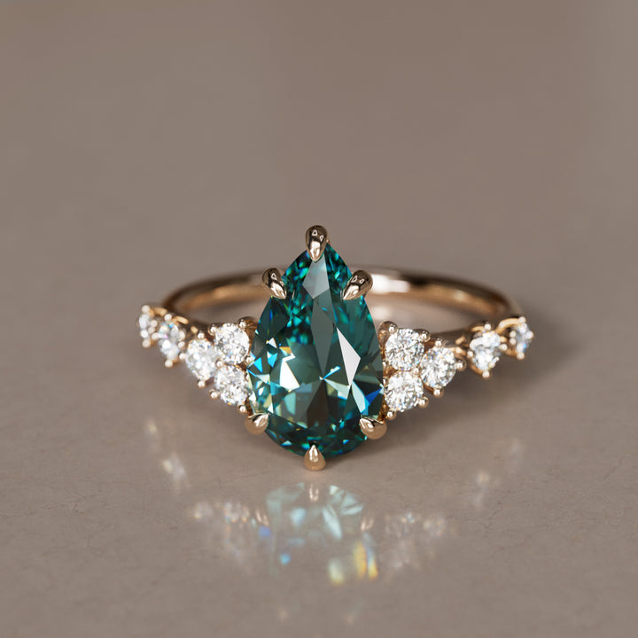 Olivia Parel Turkoois Saffier Unieke Verlovingsring Natuur Geïnspireerd (Alleen Zetting)