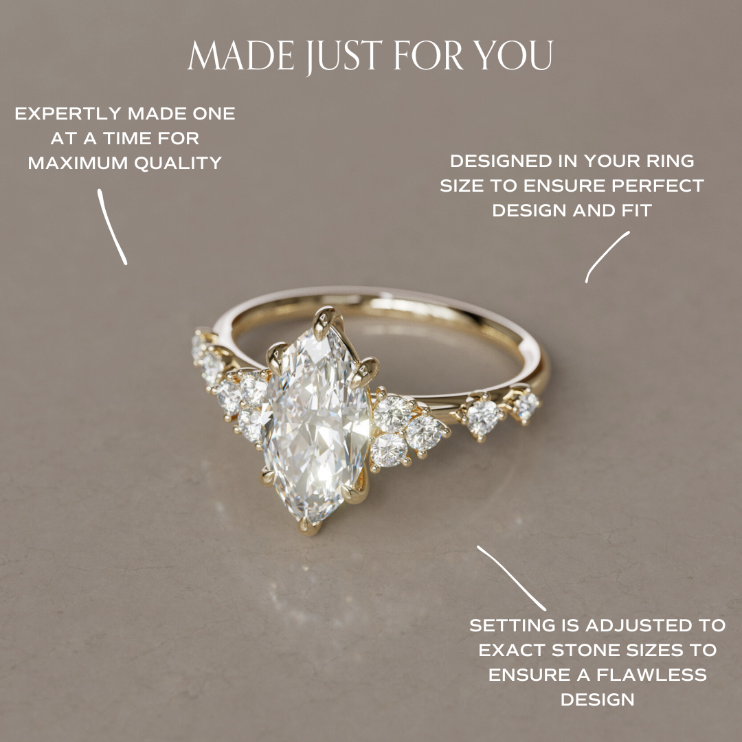 Ophelia Marquise Lab Diamond Unique Engagement Ring Nature Inspired By Valley Rose