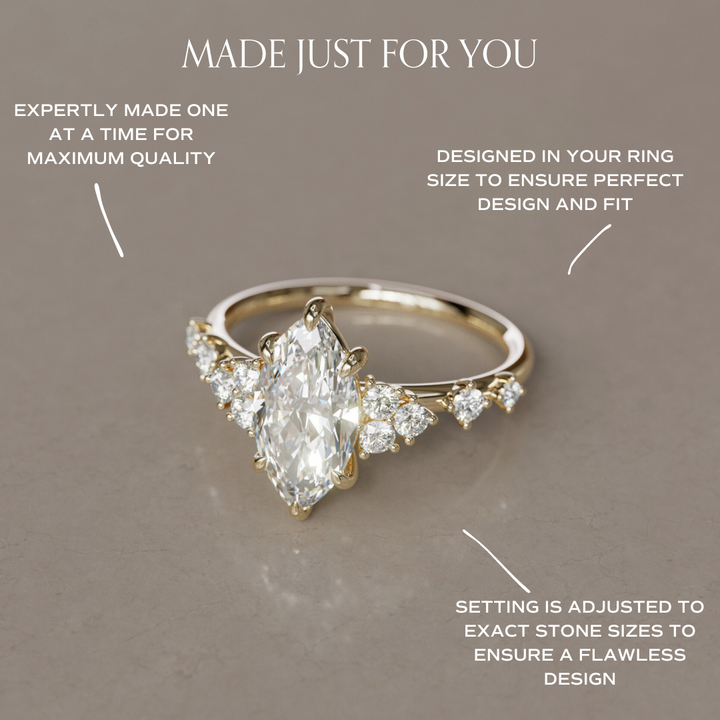 Ophelia Marquise Lab Diamond Unique Engagement Ring Nature Inspired By Valley Rose