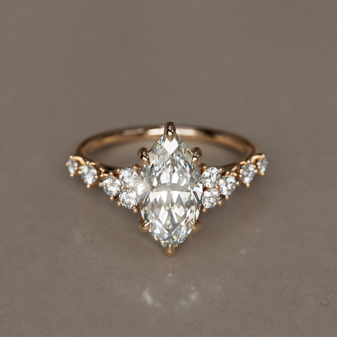 Ophelia Marquise Lab Diamond Unique Engagement Ring Nature Inspired (Setting Only)