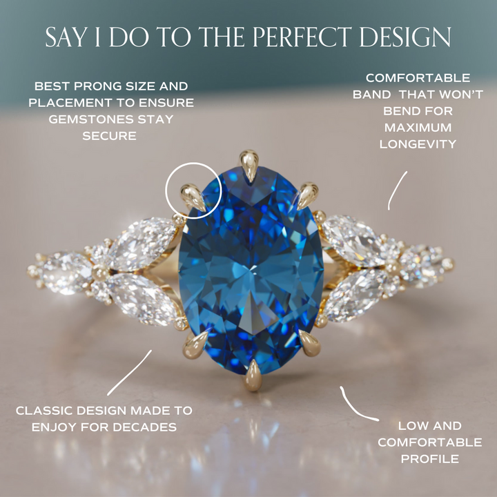 Orchid Oval Blue Sapphire Engagement Flower Ring Nature Inspired By Valley Rose