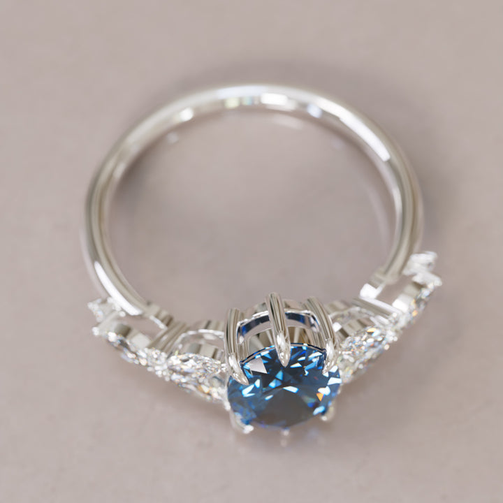 Orchid Oval Blue Sapphire Engagement Flower Ring Nature Inspired By Valley Rose
