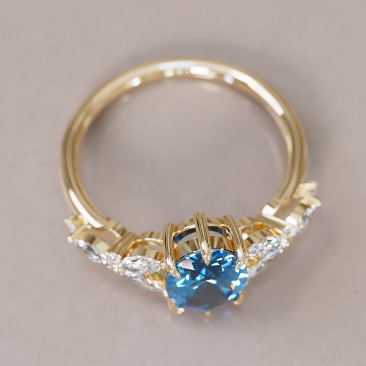 Orchid Oval Blue Sapphire Engagement Flower Ring Nature Inspired By Valley Rose