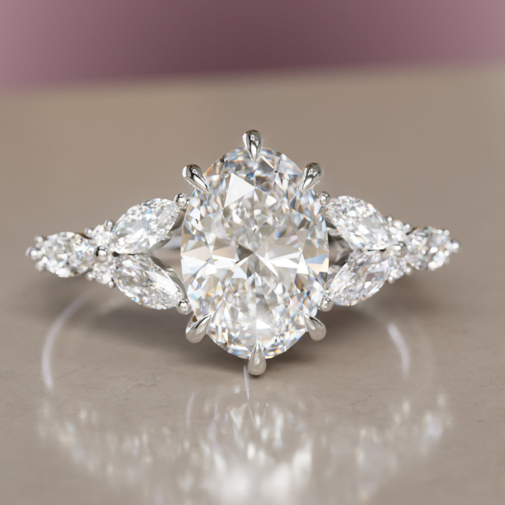 Orchid Oval Diamond Engagement Flower Ring Nature Inspired By Valley Rose