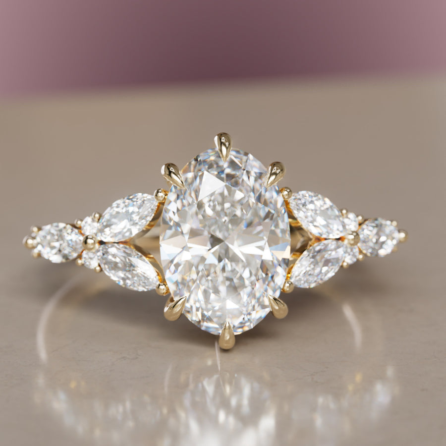 Orchid Oval Diamond Engagement Flower Ring Nature Inspired By Valley Rose
