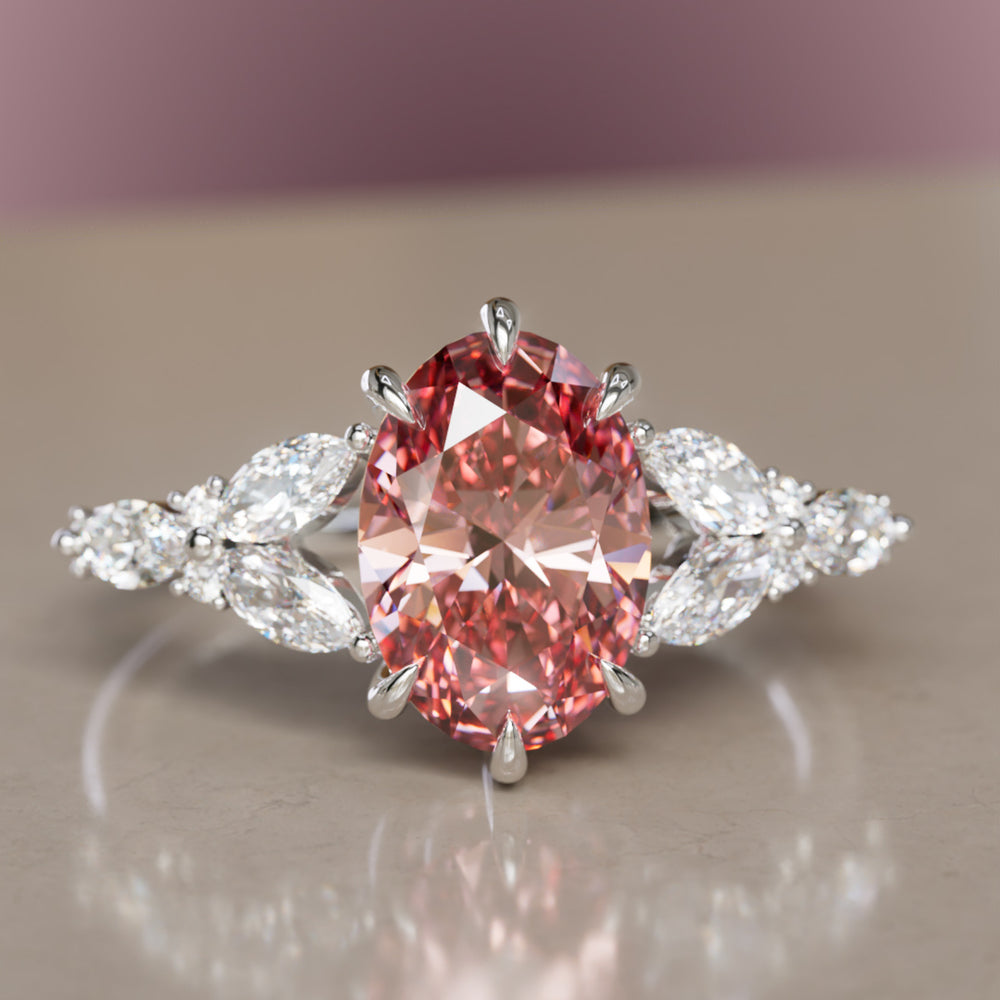 Orchid Oval Pink Diamond Engagement Flower Ring Nature Inspired By Valley Rose