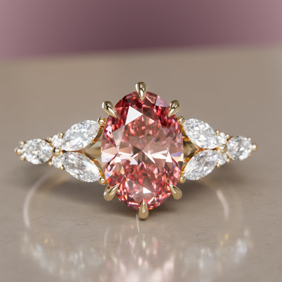 Orchid Oval Pink Diamond Engagement Flower Ring Nature Inspired By Valley Rose