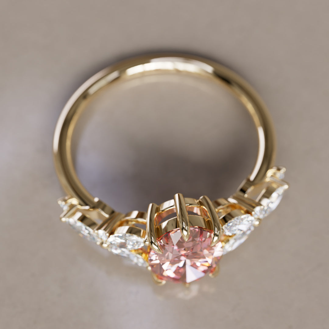 Orchid Oval Pink Lab Diamond Engagement Flower Ring Nature Inspired By Valley Rose