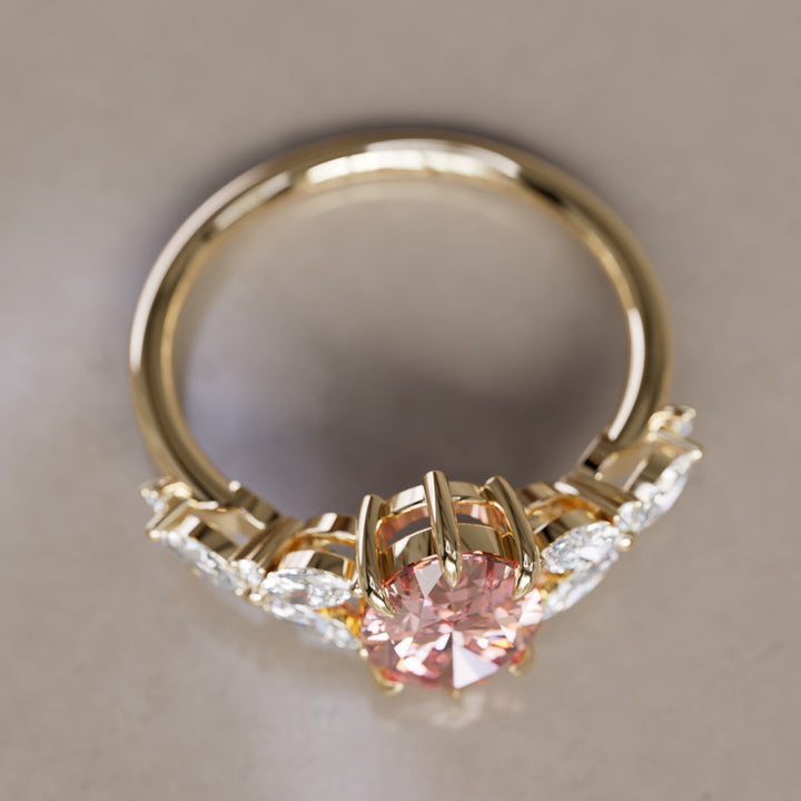 Orchid Oval Pink Lab Diamond Engagement Flower Ring Nature Inspired By Valley Rose