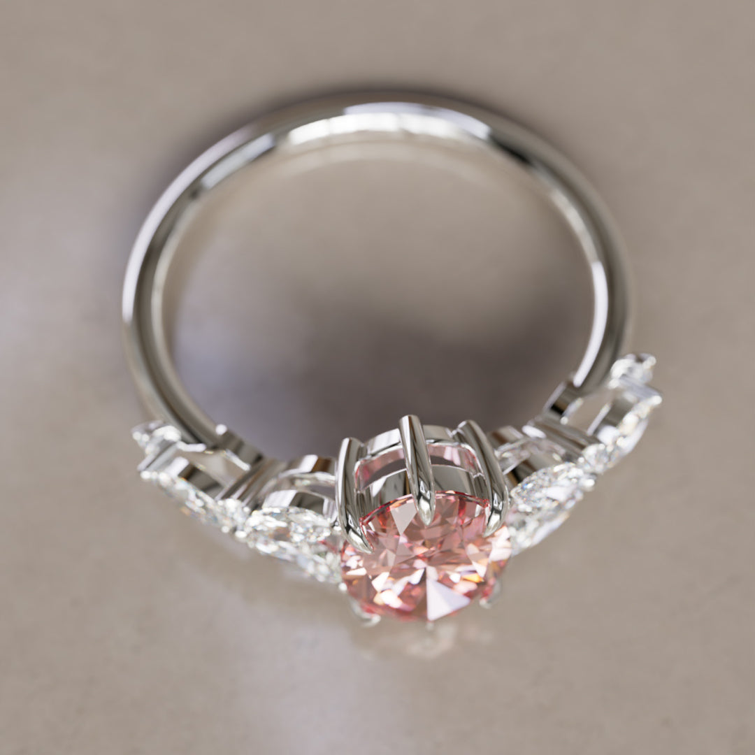 Orchid Oval Pink Lab Diamond Engagement Flower Ring Nature Inspired By Valley Rose