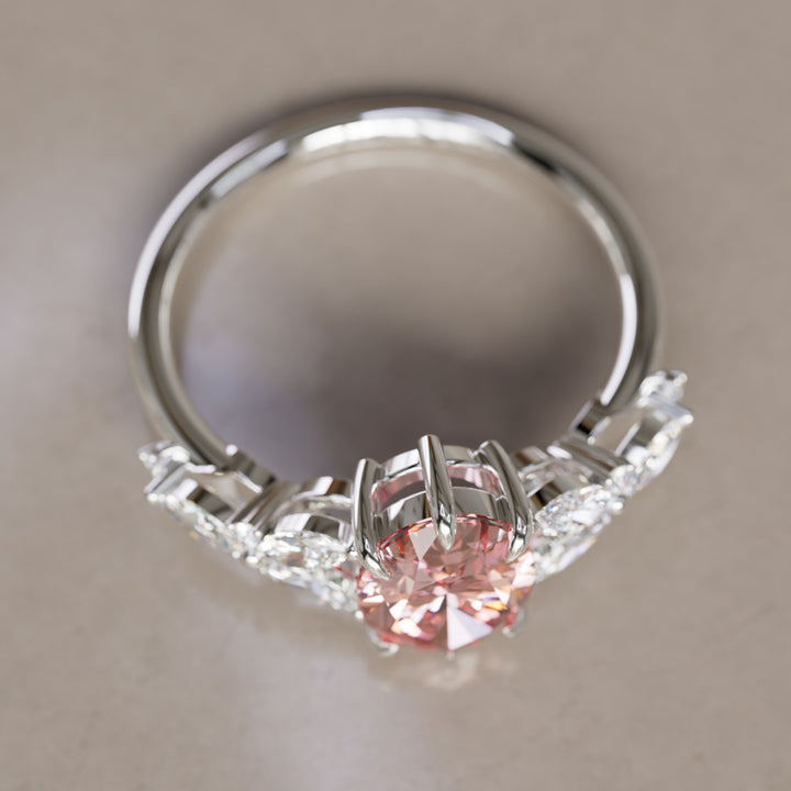 Orchid Oval Pink Lab Diamond Engagement Flower Ring Nature Inspired By Valley Rose