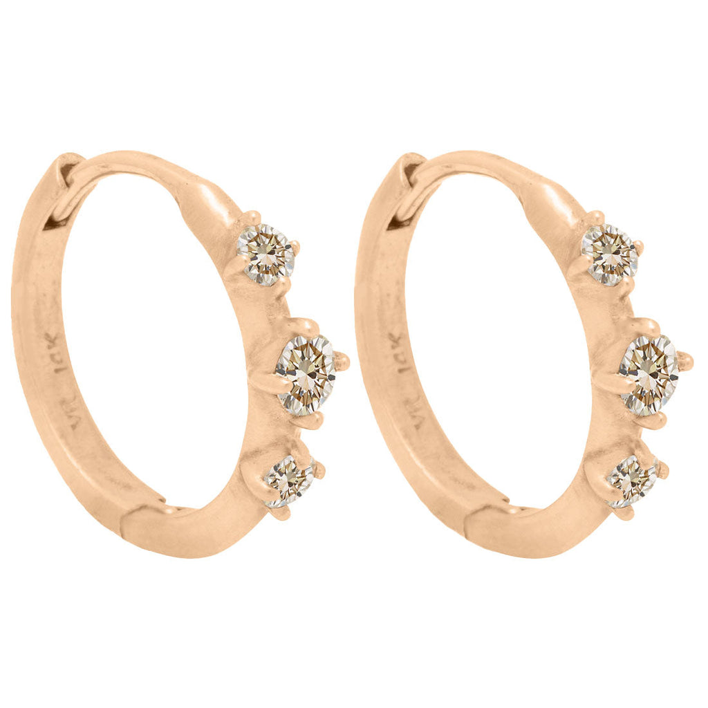 Champagne Diamond Gold Clicker Hoops, Orion's Belt Constellation By Valley Rose Ethical Jewelry