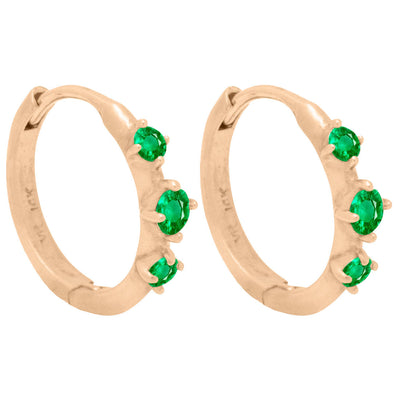 Emerald Gold Clicker Hoops, Orion's Belt Constellation By Valley Rose Ethical Jewelry