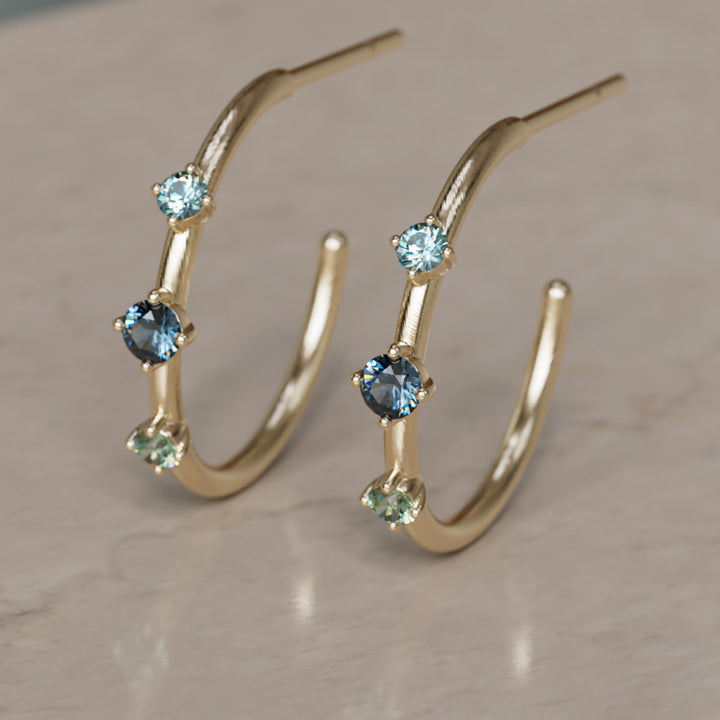 Kolczyki koła Orion's Belt, ombre niebieskie (gotowe do wysyłki)