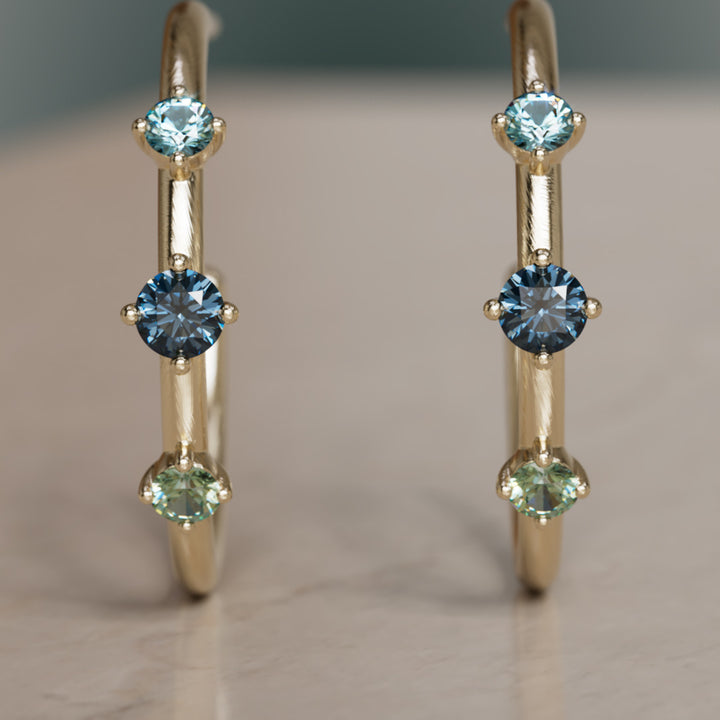 Kolczyki koła Orion's Belt, ombre niebieskie (gotowe do wysyłki)