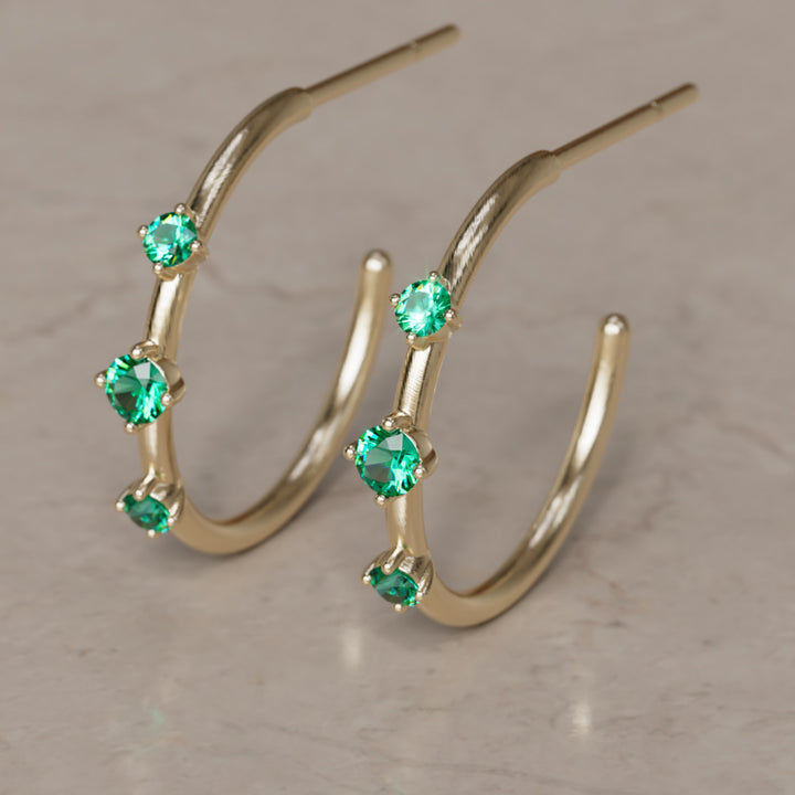 Náušnice Orionův pás, smaragdové (připraveno k odeslání)