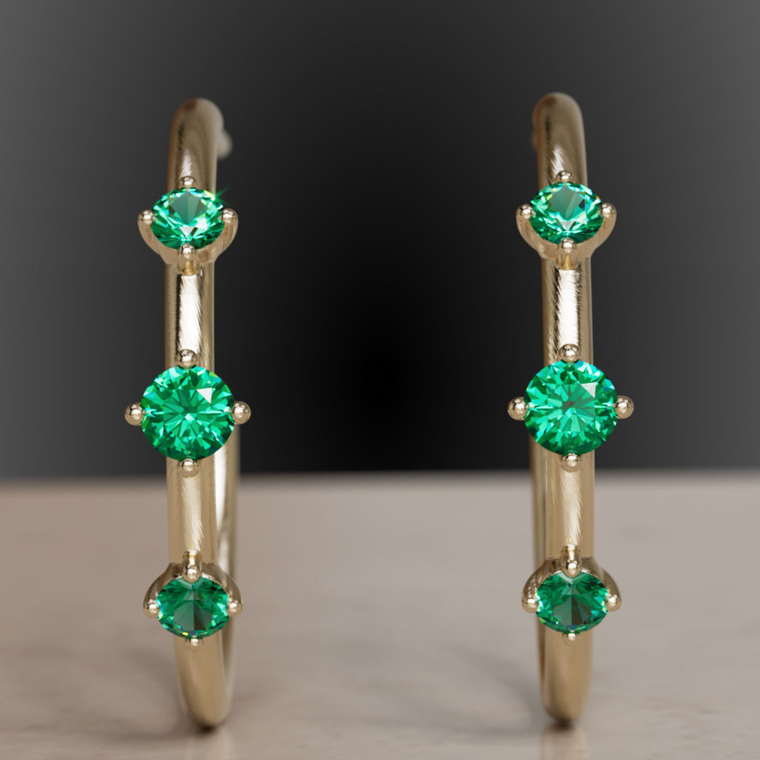 Náušnice Orionův pás, smaragdové (připraveno k odeslání)