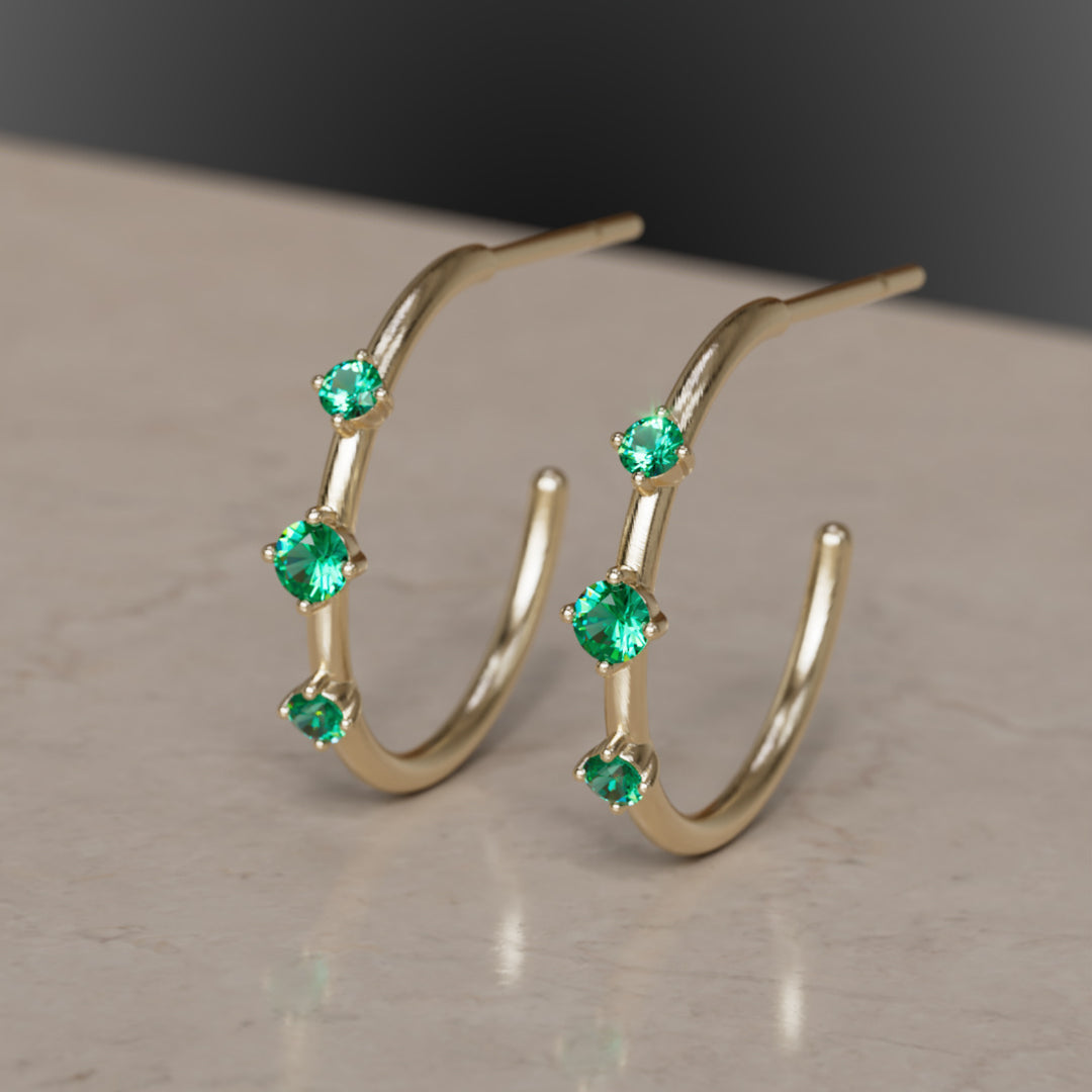 Náušnice Orionův pás, smaragdové (připraveno k odeslání)