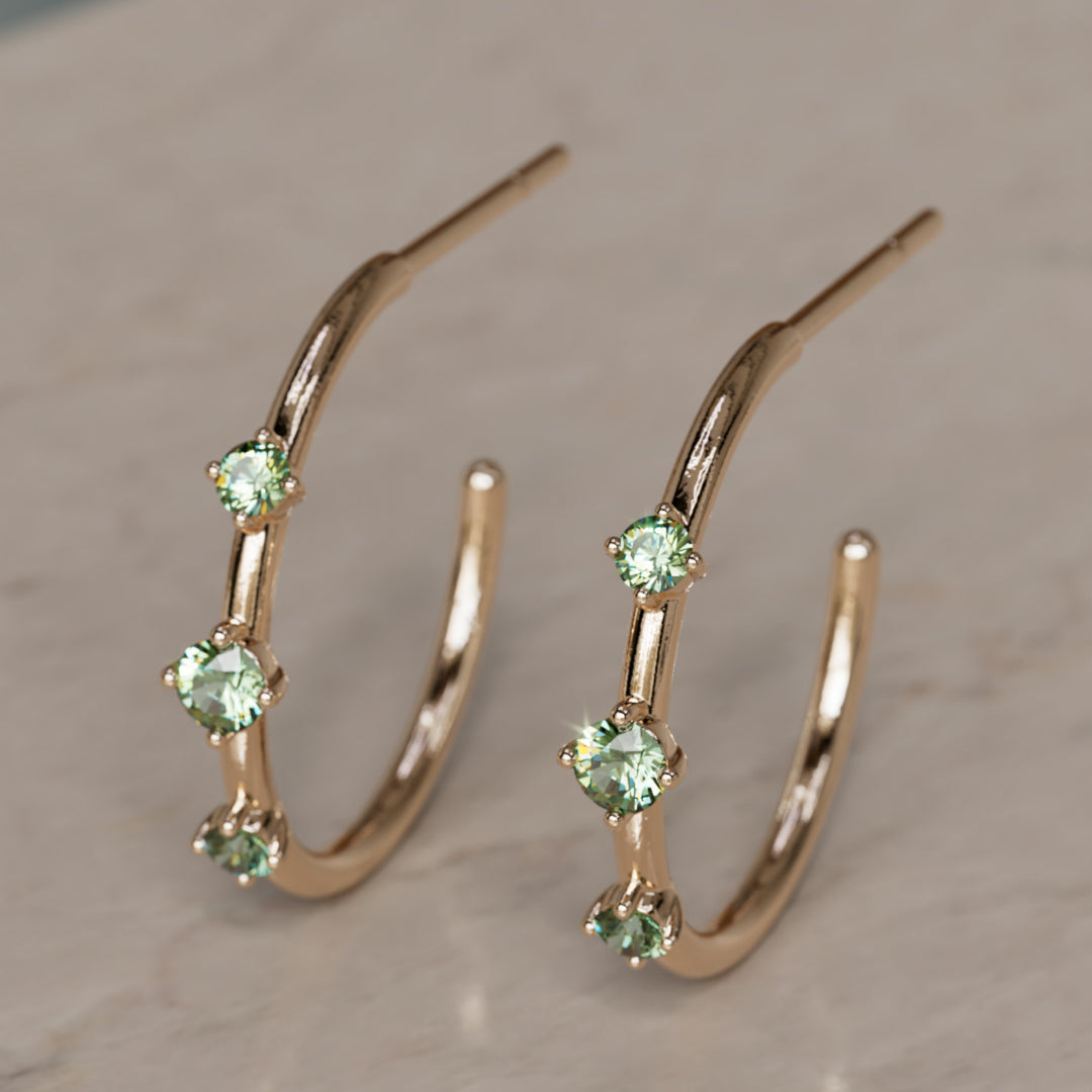 Orion's Bælte Øreringe, Grøn Safir