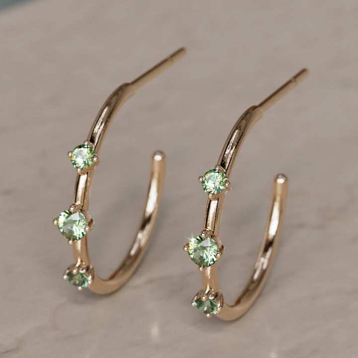 Orion's Bælte Øreringe, Grøn Safir