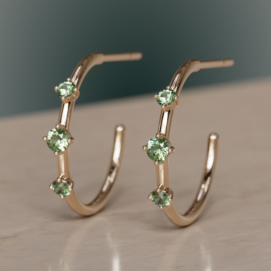 Orion's Bælte Øreringe, Grøn Safir