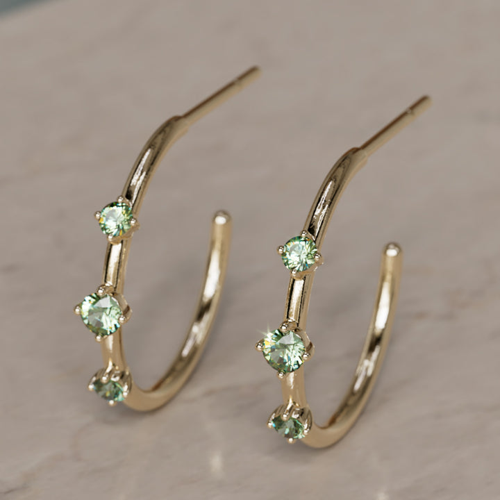 Orion's Bælte Øreringe, Grøn Safir