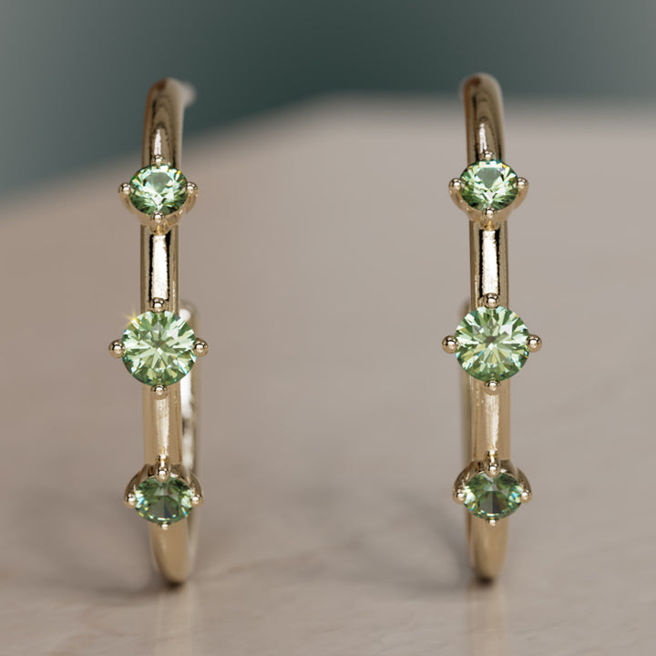 Orion's Bælte Øreringe, Grøn Safir