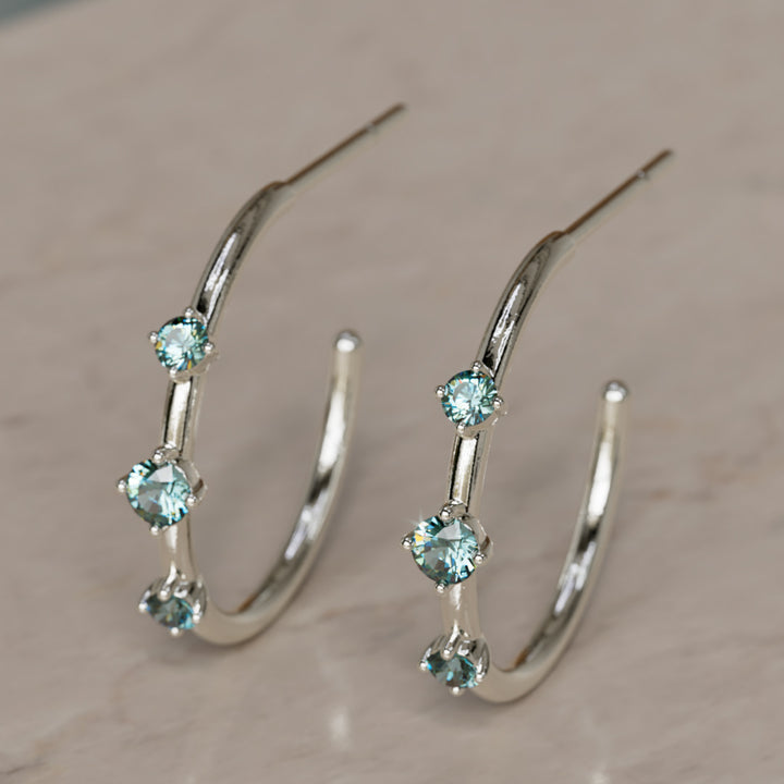 Orion's bælte hoops, teal safir