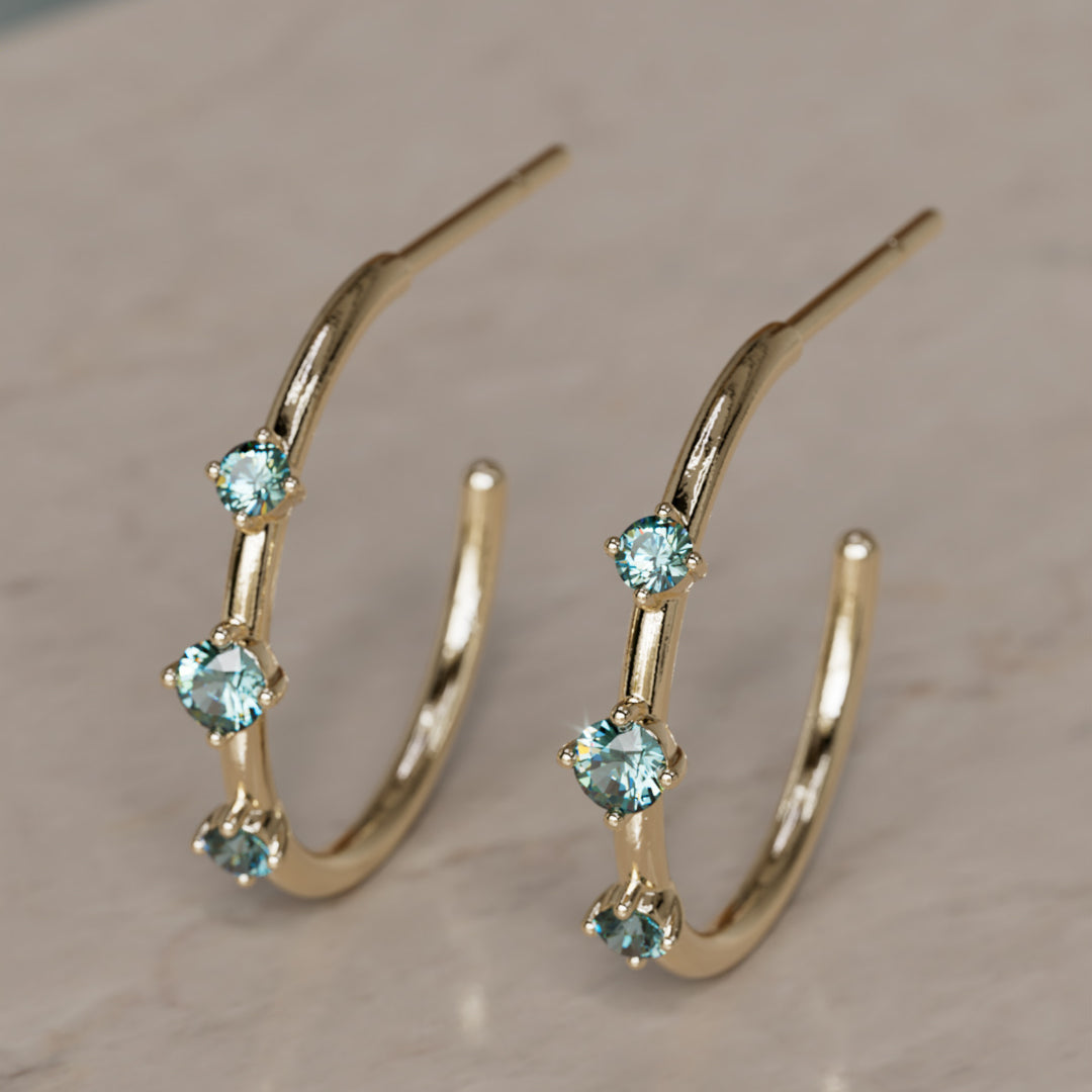 Orion's bælte hoops, teal safir