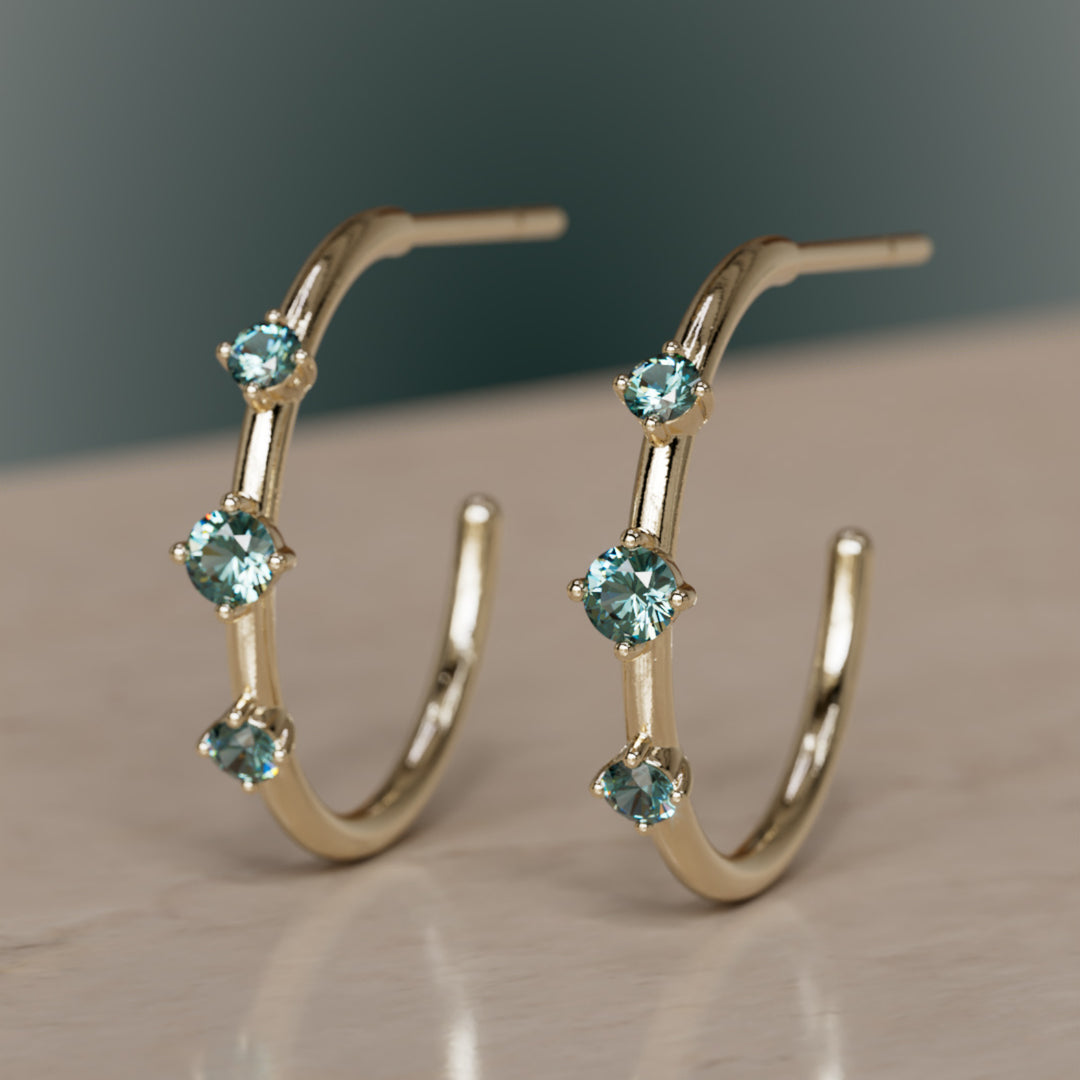Orion's bælte hoops, teal safir