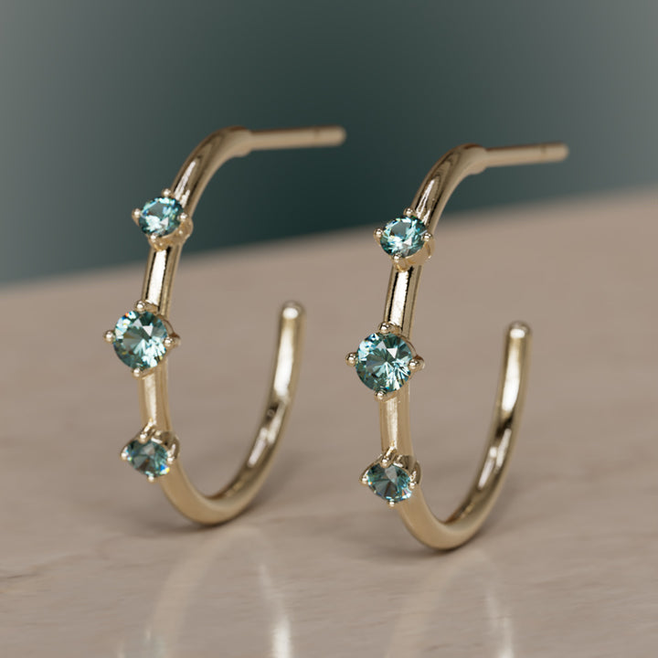 Orion's bælte hoops, teal safir