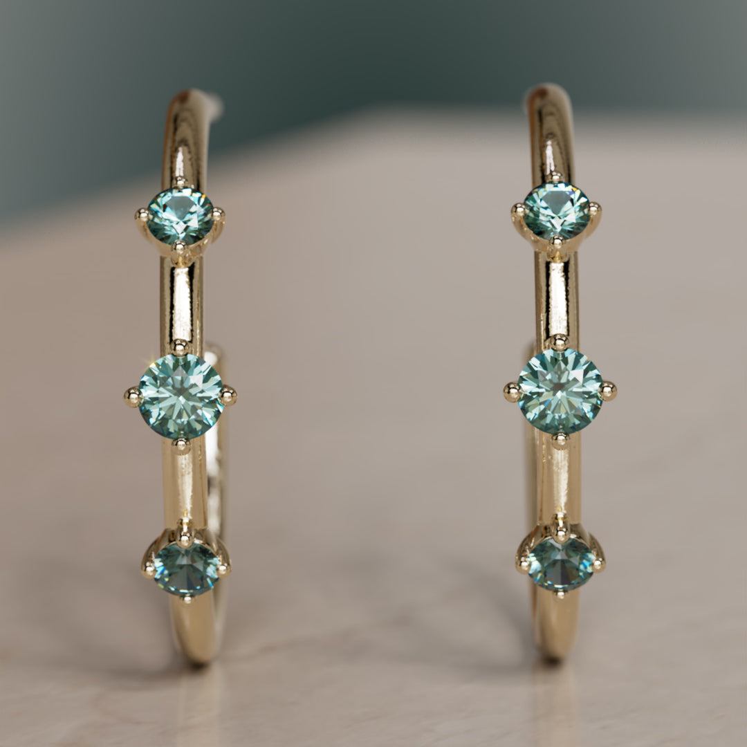 Orion's bælte hoops, teal safir