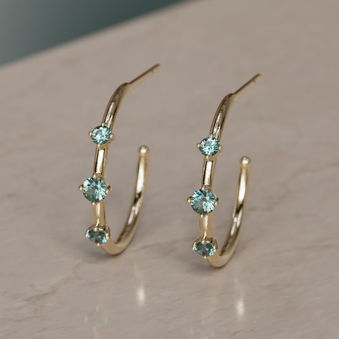 Orion's bælte hoops, teal safir