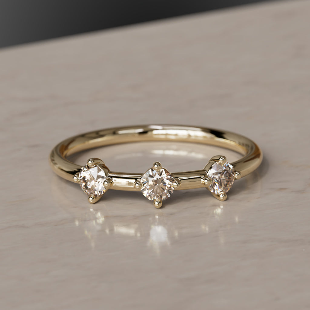 Orion's Belt Ring, Champagne Diamond