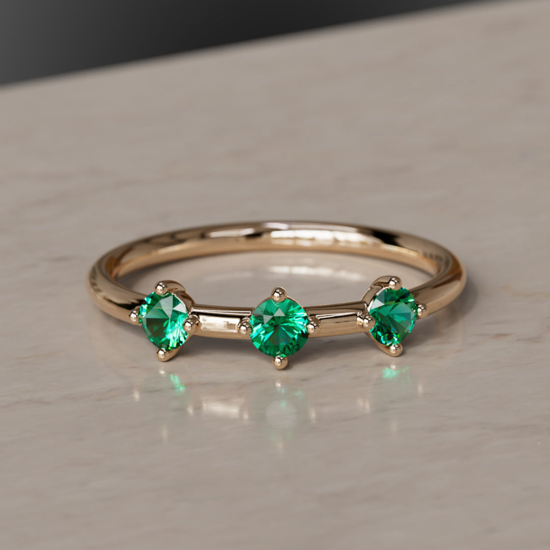 Orion's Belt Ring, Emerald, .30Cts