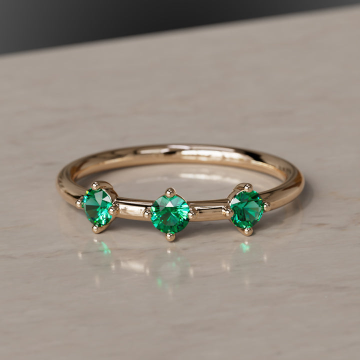 Orion's Belt Ring, Emerald, .30Cts