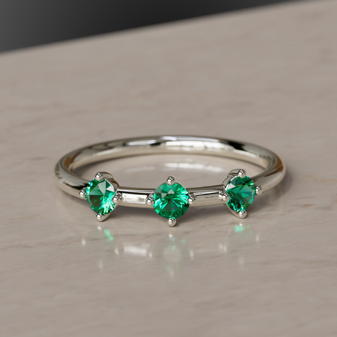 Orion's Belt Ring, Emerald, .30Cts