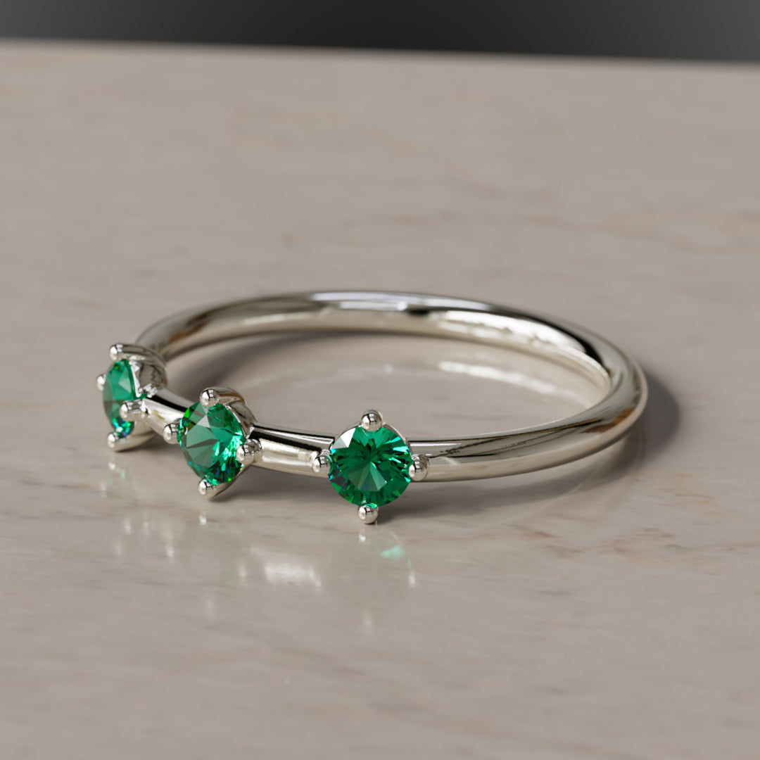 Orion's Belt Ring, Emerald, .30Cts