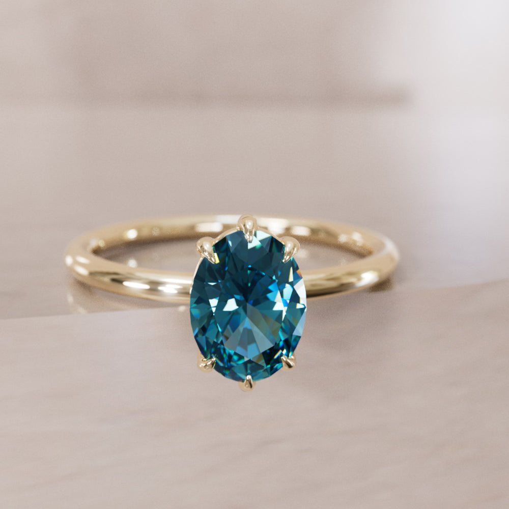 Oval Blue Sapphire Engagement Ring Solitaire By Valley Rose