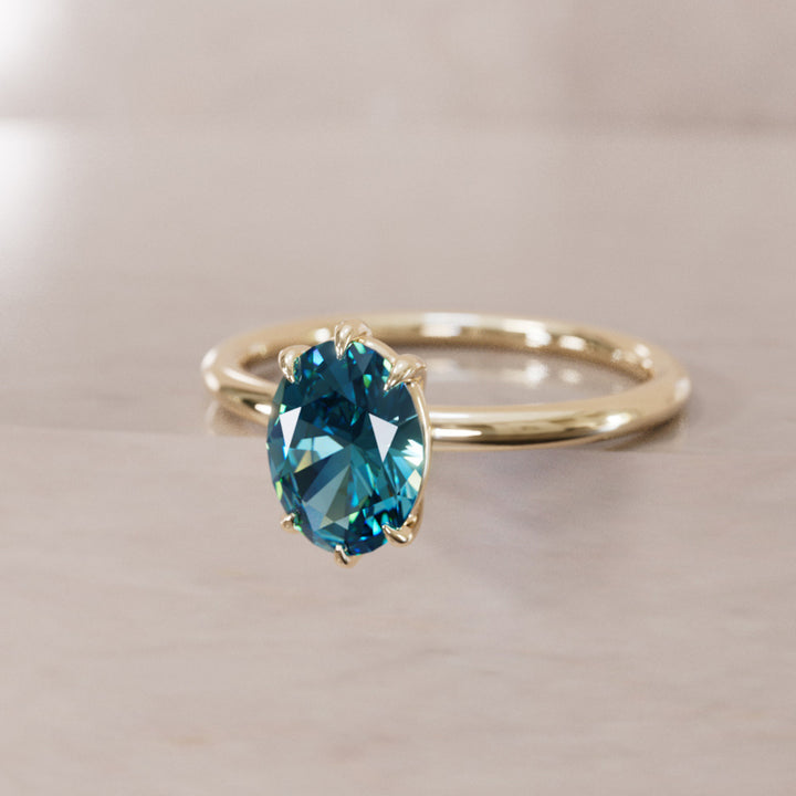Oval Blue Sapphire Engagement Ring Solitaire By Valley Rose