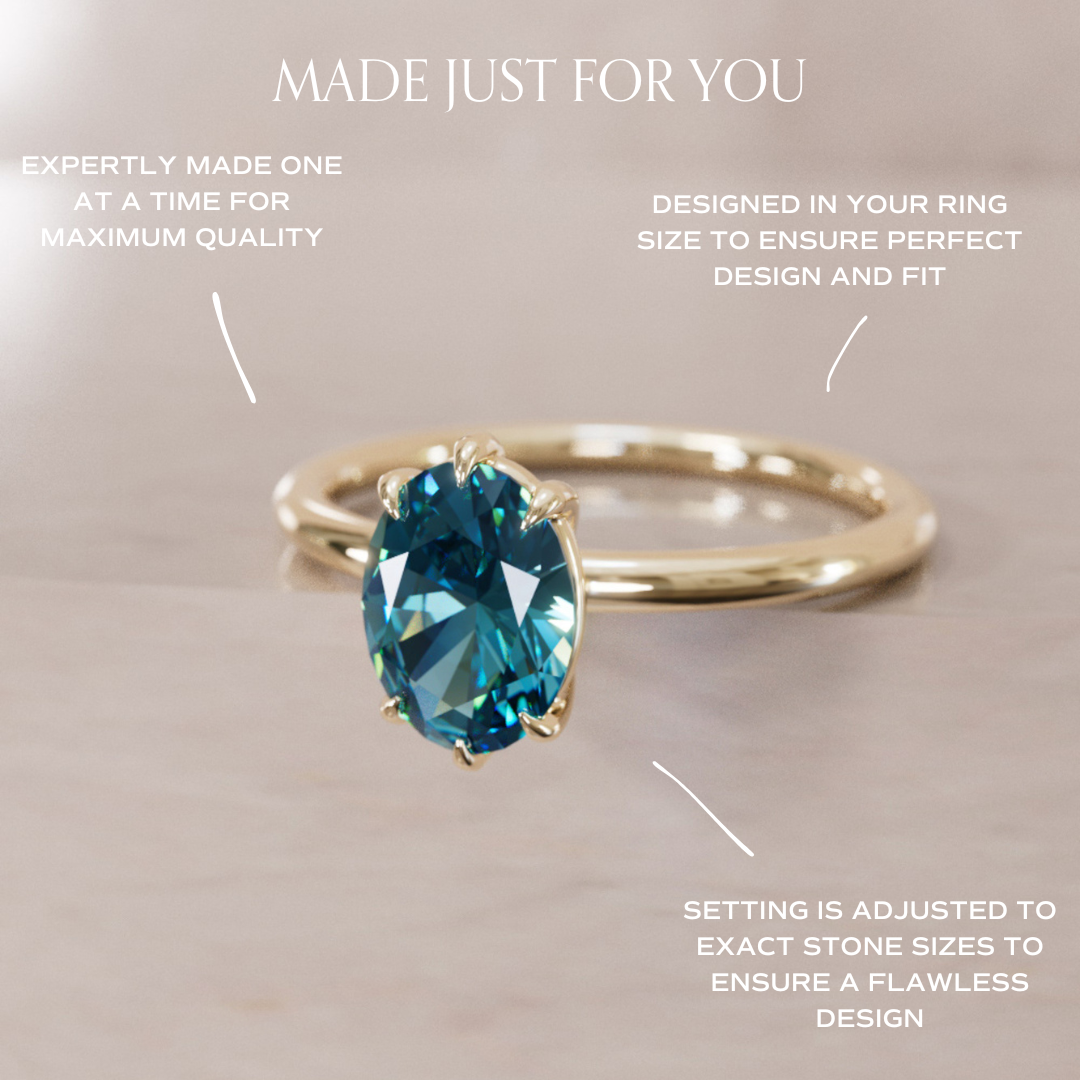Oval Blue Sapphire Engagement Ring Solitaire By Valley Rose