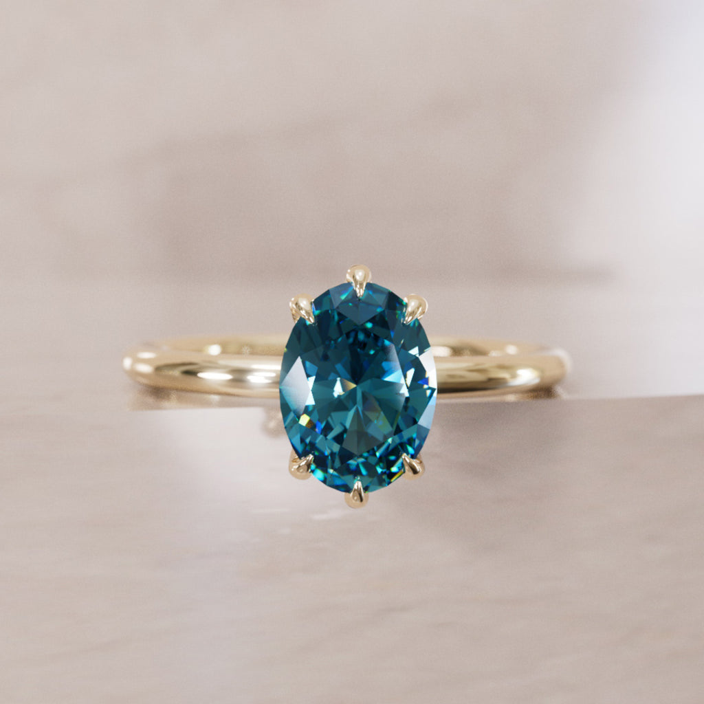 Oval Blue Sapphire Engagement Ring Solitaire By Valley Rose