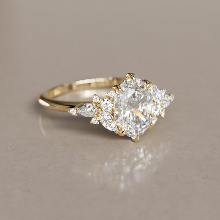 Oval Cut Diamond Unique Engagement Ring Nature Flower Inspired By Valley Rose
